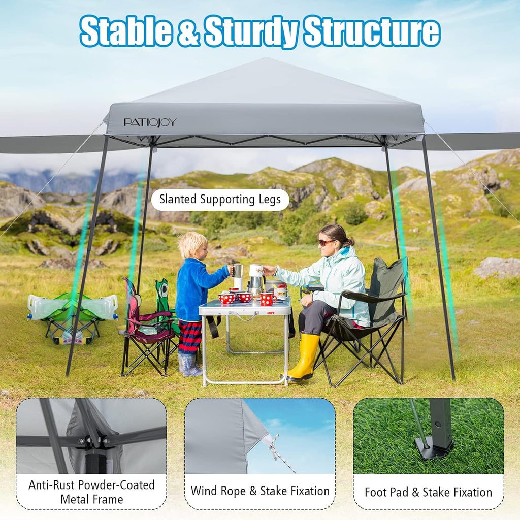 Tangkula 10x10 Ft Pop Up Canopy with Sidewalls, Portable Outdoor Tent with Center Lock, 16 Stakes, 12 Ropes, Roller Bag, UPF50+ Canopy Tent with Dual Awnings for Camping, Patio, Market