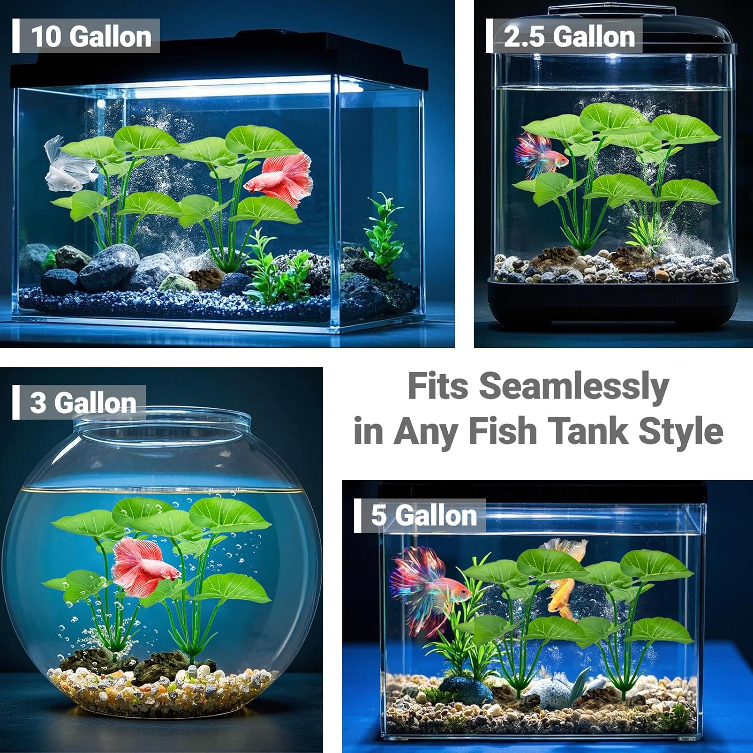 2-Pack Aquarium Decor Fish Tanks Decorations - 6inch Betta Fish Tank Plants Leaf Hammock, Artificial Silk Aquarium Plants for Betta Fish Tank Accessories, Goldfish, Reptiles Plant Decor Driftwood