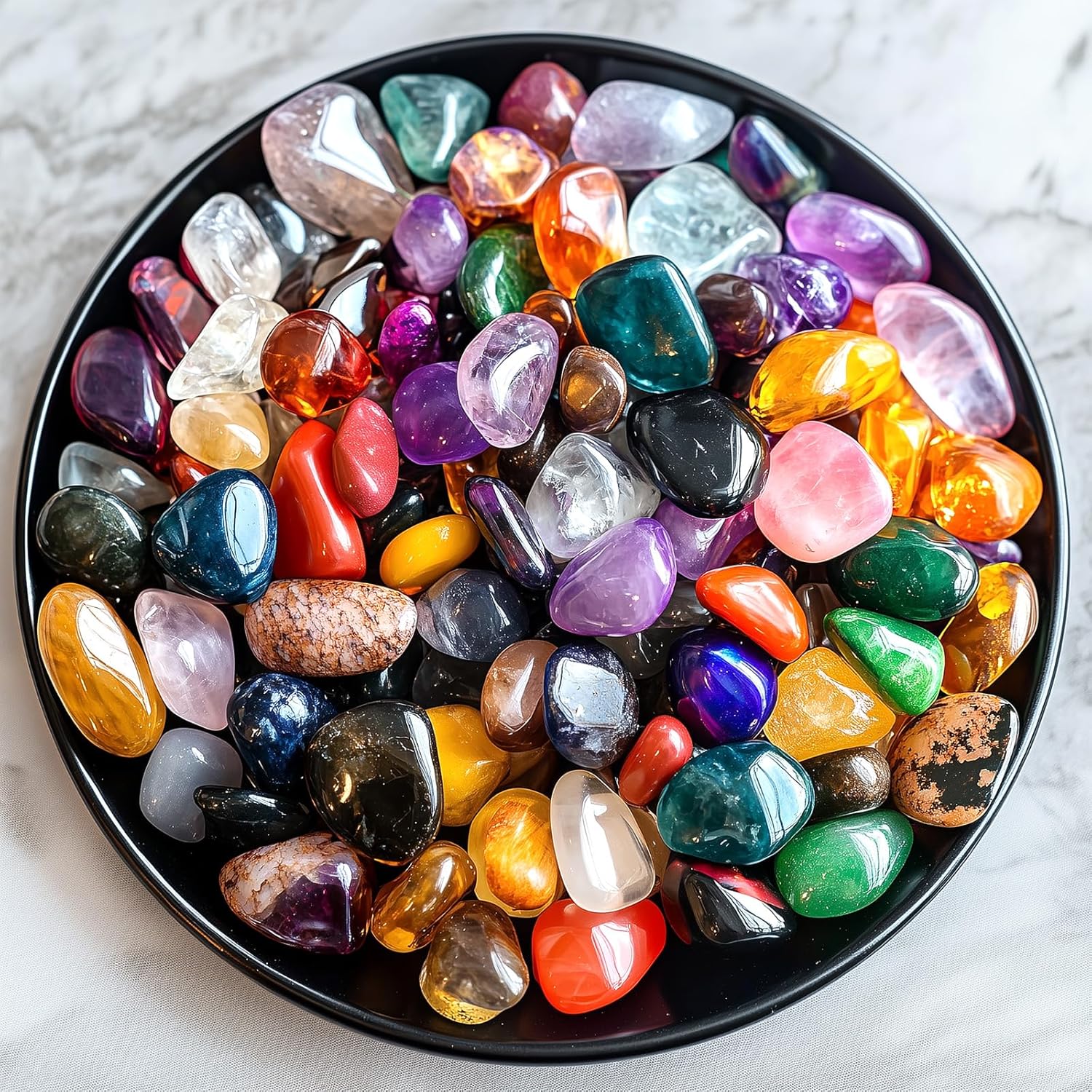 Polished Mixed Crystal Chips 200 Pcs - 0.3" Tumbled Stone Chips Crushed Sea Glass Stones Healing Reiki Crystal Making Home Decoration