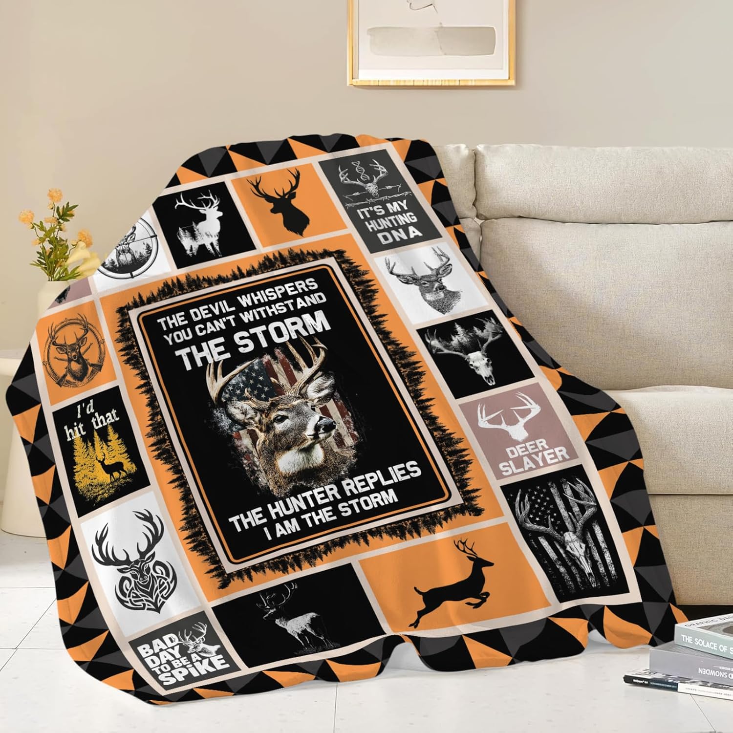 Deer Throw Blanket Hunting Deer Elk Stuff Gifts for Kids Girls Boys Adults Women Men Soft Cozy Warm Plush Fluffy Fuzzy Fleece Blanket Decor 60''X80''