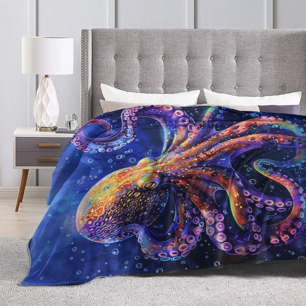 Octopus Blanket Purple Octopus Throw Blanket Ocean Animal Flannel Stuff Merch Cozy Decor Fleece Plush Fuzzy Warm Soft Lightweight Bedding Gifts for Girls Women Men Boy Couch Sofa 60"X50"