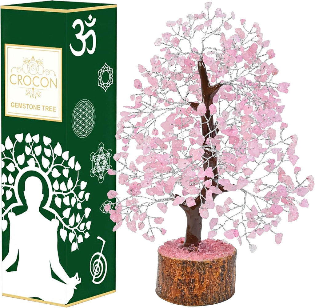 Rose Quartz Crystal Tree Home Decor and Pink Room Decor, Healing crystals Chakra Tree of Life Birthday Gifts for Women Mom Her Sister House warming Gifts New Home Spiritual Presents womens Gift