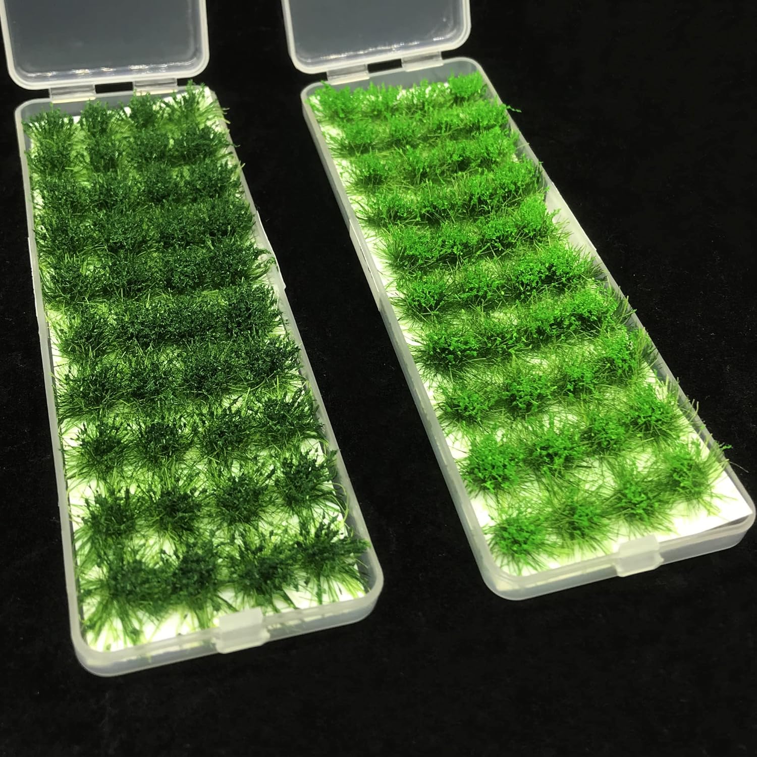 Cayway 3 PCS Static Grass Tuft Model Grass Tufts Terrain Model Kit Resin Static Scenery Model Miniature Shrubs Bushes and Tweezers for Train Landscape Railway Artificial Grass Modeling