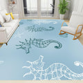 Seahorse Starfish Area Rugs, 3x4ft, Coastal Marine Animal Shell Nautical Rug for Bedroom, Pet Friendly Absorbent Carpet, Floor Decor Dirty Resistant Durable Mat for Bath Room Girls Boys