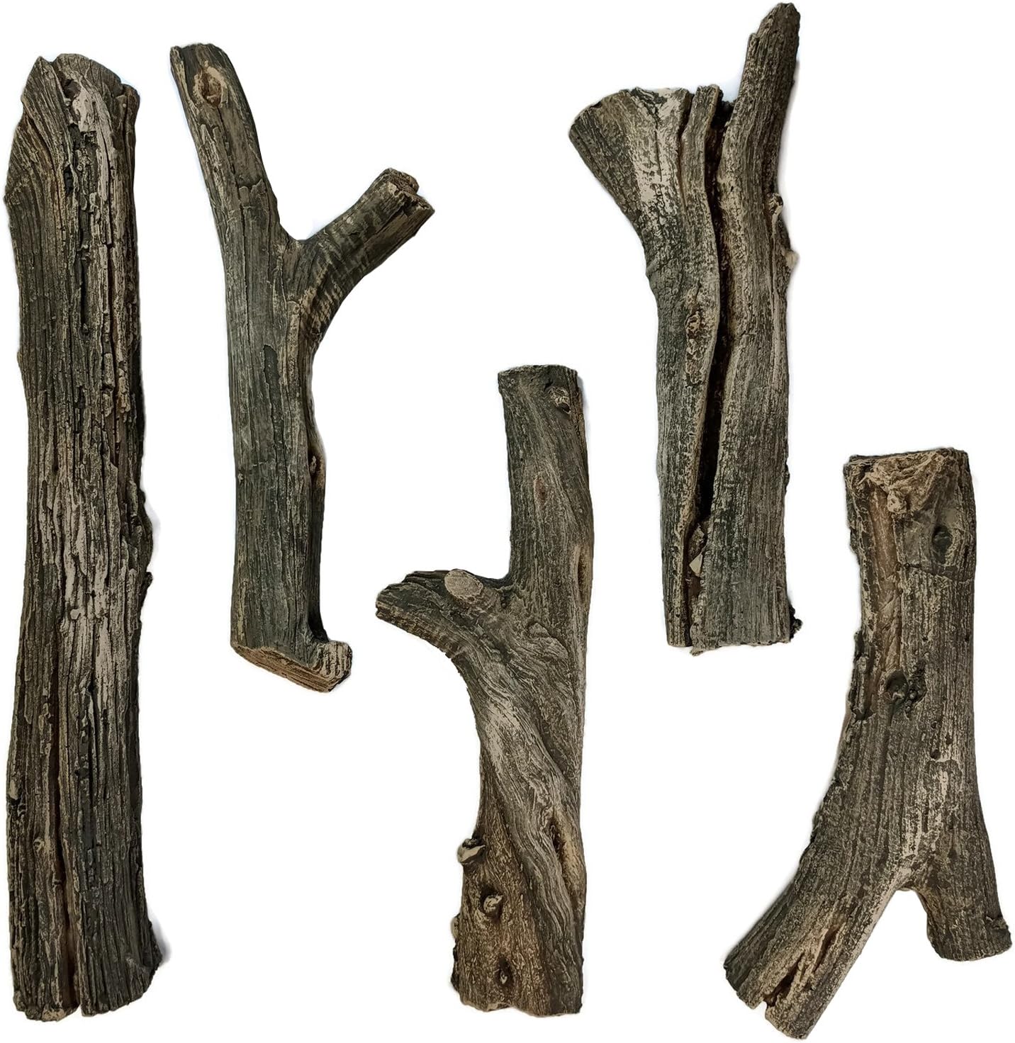 Midwest Hearth Deluxe Decorative Branch and Twig Set | Cast from Real Logs and Hand Painted in USA (Driftwood 5-Piece)