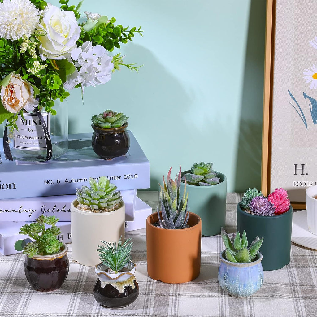 WILLBOND 38 Pcs Christmas Mini Artificial Succulents Small Fake Succulent Plants Faux Assorted Unpotted Realistic Plastic Flowers Picks Stem for DIY Crafting Greenery Garden Home Decor(Flocked)