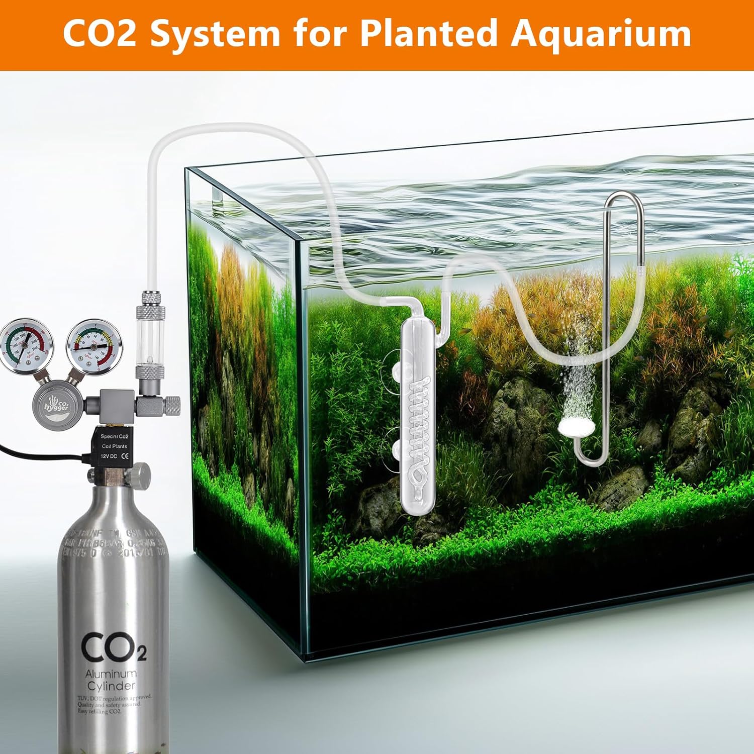 Aquarium CO2 Spiral Bubble Counter with High Transparent Crystal Glass Suitable for Aquatic Plants,Aquarium Supply Accessories Connect with CO2 Regulator