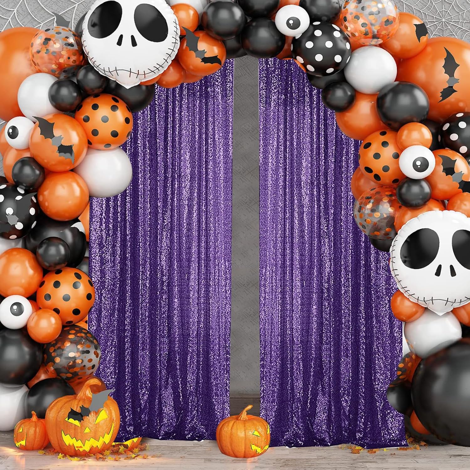 Sugargirl Purple Sequin Backdrop Curtain 4 Panels 2FTx8FT Glitter Purple Background Drapes Sparkle Photography Backdrop for Party Wedding Birthday Wall Decoration