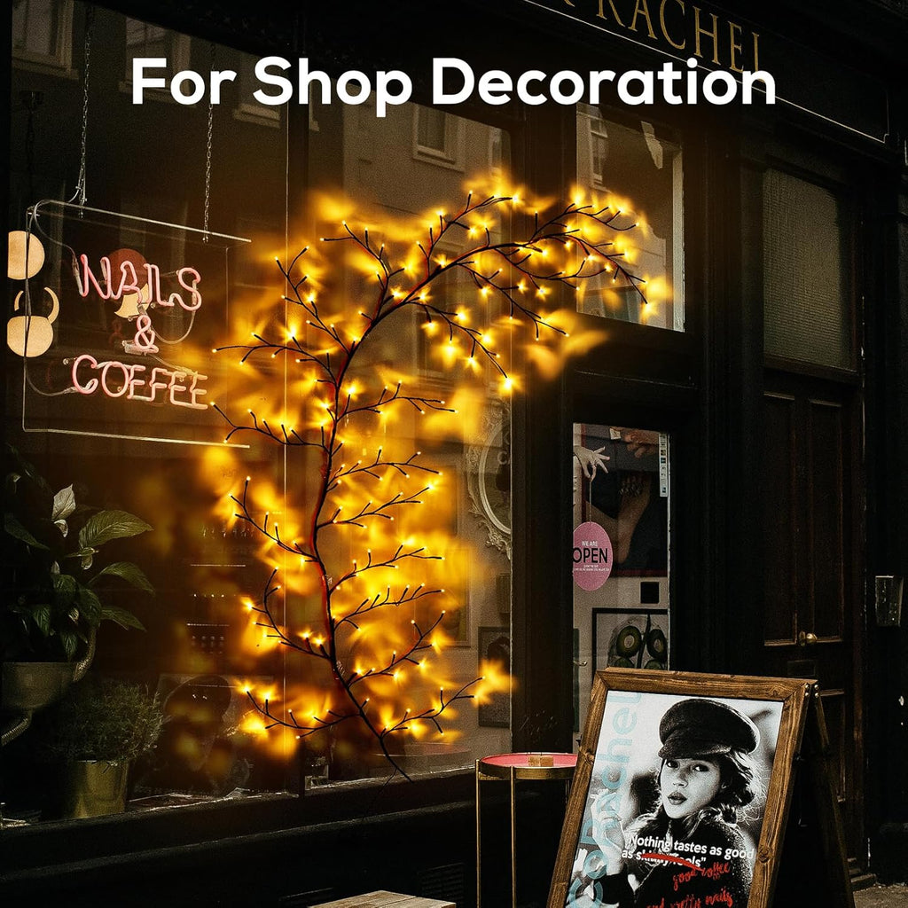 Enchanted Willow Vine Lights for Home Decor with 160LEDs, 8.2FT Wall Decoration Light with 8 Remote Control Modes (Brown)(1PCS)