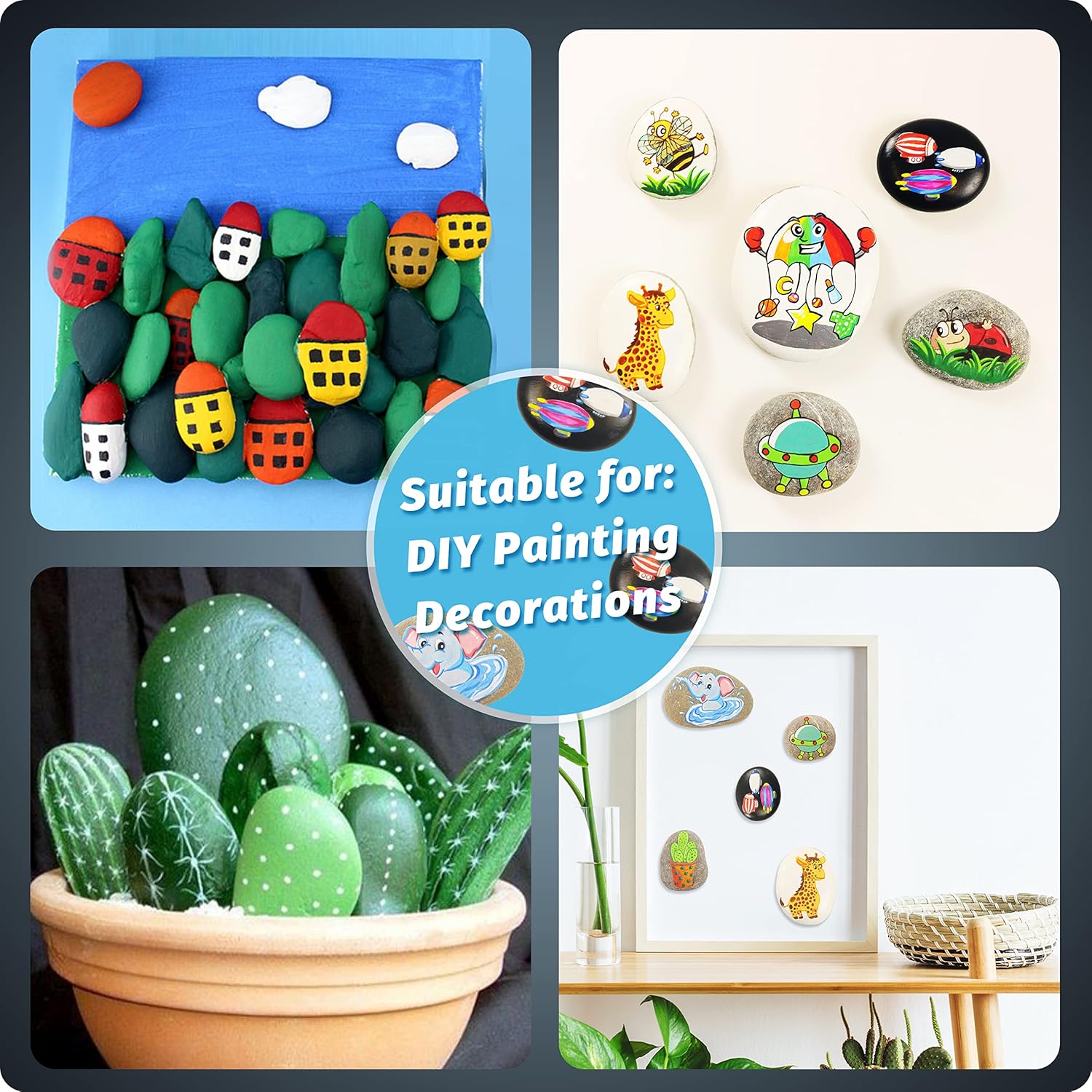 DALTACK 20 Pcs Large Rocks for Painting, Natural River Rocks, Flat River Rocks, 2-3 Inches Stones for Arts & Crafting