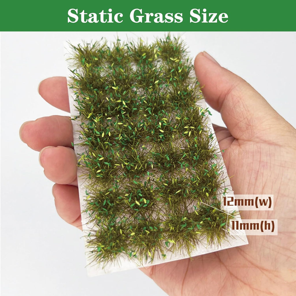 Woohome 32 PCS Miniature Grass Cluster, Green Static Grass Tuft Model Vegetation Groups Static Grass Tufts for DIY Model Train Landscape Railroad Scenery Grass Tufts Flower