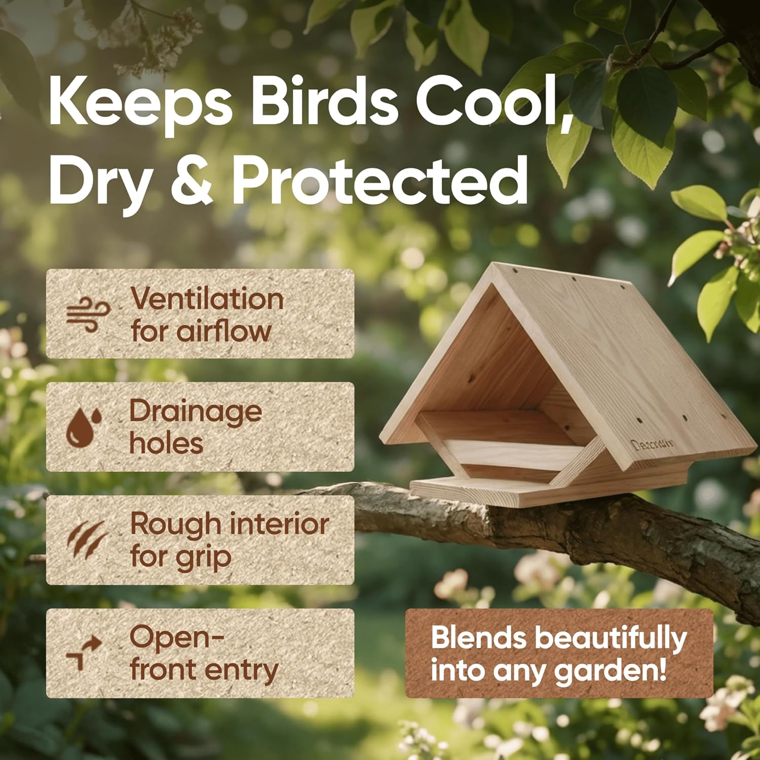 DIY Wooden Dove Nesting Box - Birdhouses for Outdoor Use, Small Birdhouses for Mourning Doves and Other Small Birds, Durable Pine Wood, by Decoribles