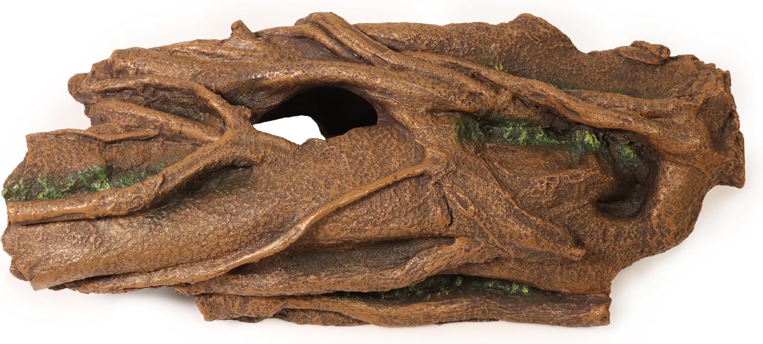 Fish Tank Decorations XL 13.4" Large Bearded Dragon Tank Accessories Driftwood for Aquarium Natural Hollow Tree for Shrimp or Betta Fish Hideout Reptile Tank Accessories