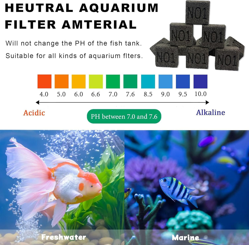 LIYAOLI 36-Pack Bio Media for Fish Tank Aquarium Filter - 4 lbs Ceramic Biological Filter Media Set, Nitrogen Removing Biomedia for Freshwater/Bio Balls for Pond Filter (Black - Block)