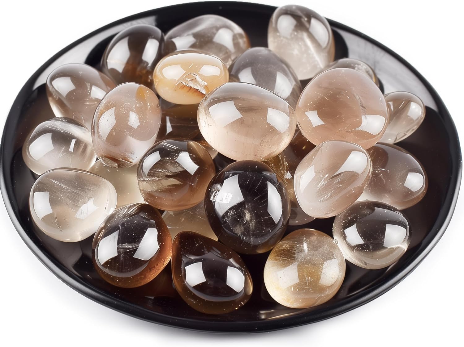 Polished Stone Set Smoky Quartz Crystals, Handpicked Tumbled Gemstones Rocks, Pebbles for Reiki, Chakra, Healing, Home Decor 0.6" Inches 7 Ounces