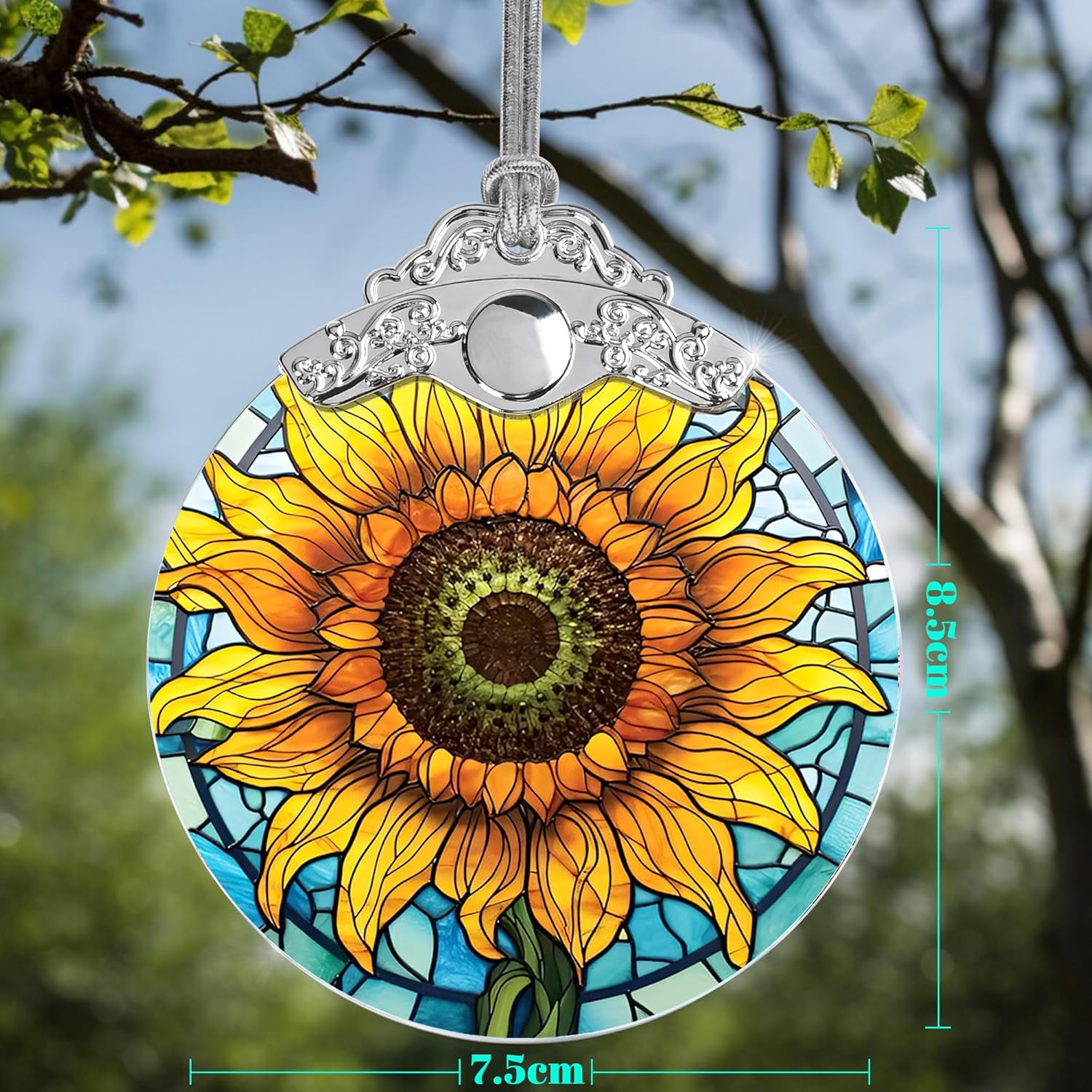 Christmas Ornaments: Stained Glass Ornament, Christmas Tree Ornament, Hanging Ornaments for Home Decor & Xmas Tree Decorations – Exquisite Holiday Decor, Holiday Present - Sunflower