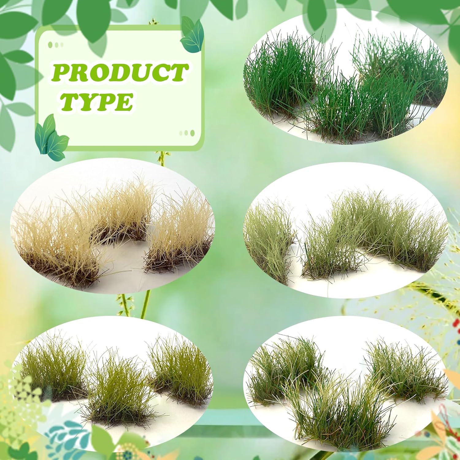 Warmtree Hand Torn Model Grass Tufts for Miniature Scenery Applicable for N & HO Scale for Train Layouts, Diorama Supplies, and Architectural Models(Grass Green)
