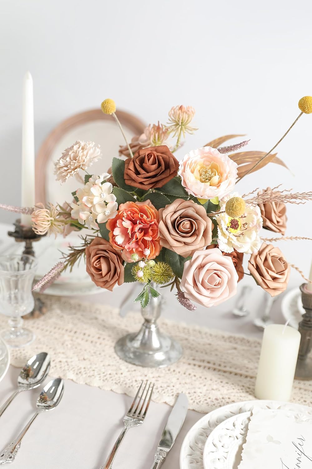 Artificial Flowers Real Looking Dusty Rose Colors Foam Fake Roses with Stems 25pcs for DIY Wedding Bridal Shower Centerpieces Tables Decorations Party