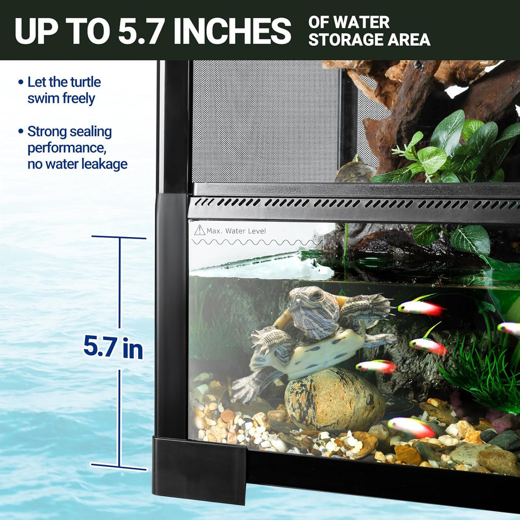 REPTI ZOO 100 Gallon Extra Tall Large Reptile Tank, 36x18x36 Vertical Reptile Terrarium, Chameleon Cage with Screen Ventilation, Water-Land Turtle Tortoise Aqua Terrarium with Drainage Pipe
