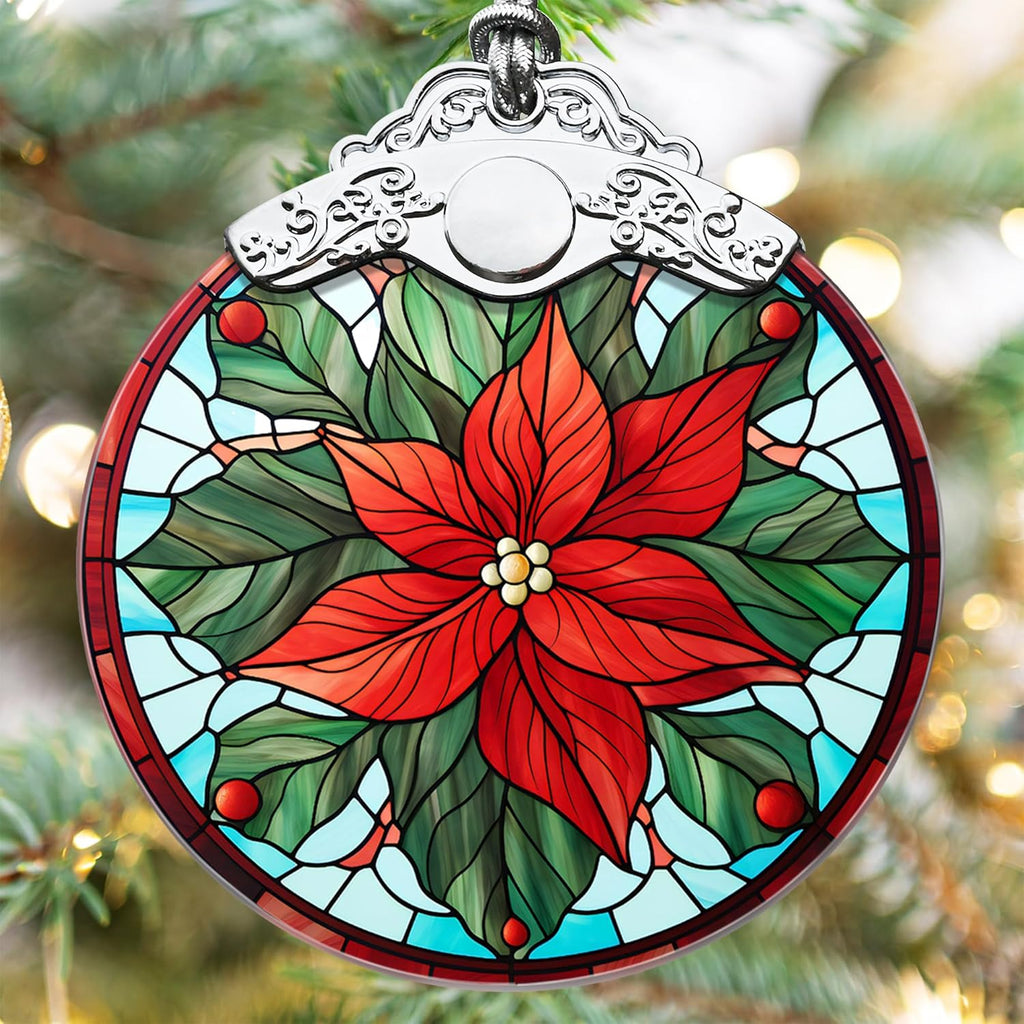 Touber Poinsettia Christmas Ornament, Christmas Ornaments for Tree, Christmas Tree Decor, Holiday Ornament