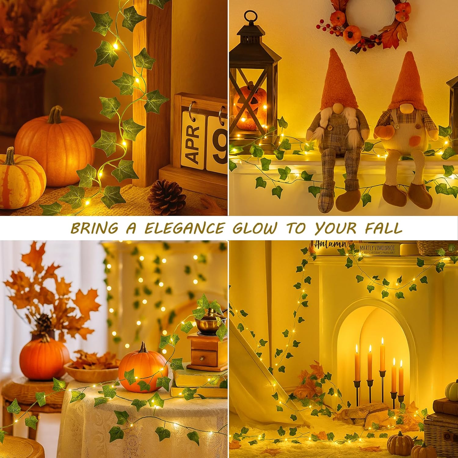 HEYFUNi Vines with Lights, 23 Ft 73 Led Fake Ivy Vines with Fairy Lights USB/Battery Operated, Leaf String Lights for Bedroom, Wall, Balcony, Wedding Decor, Warm White