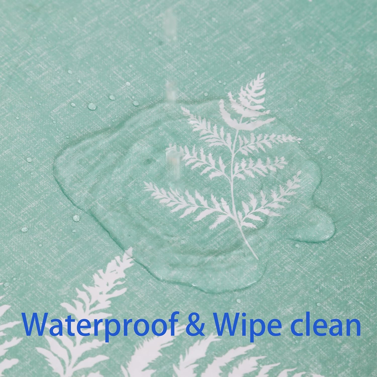 Heavy Duty Vinyl Tablecloth with Flannel Backing Waterproof Oil-Proof Plastic Table Cloth Stain-Resistant Wipeable Rectangle or Square Table Cover for Indoor and Outdoor (Mint Leaf, 60X102 Inch)