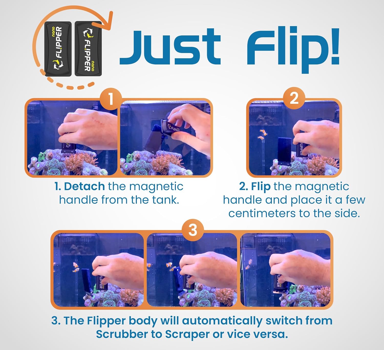 Flipper Magnetic Aquarium Glass Cleaner & Fish Tank Accessories | Effortless Algae Remover for Fish Tank (Nano)