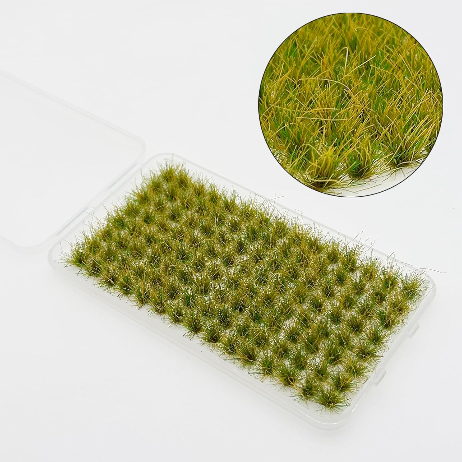Woohome 120 PCS Bushy Tufts Static Grass Tuft Model Grass Tuft for DIY Miniature Train Landscape Terrain Railway Scenery Decorations, Yellowish