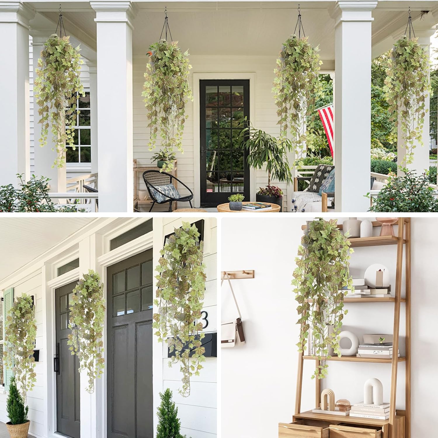 RECUTMS Ivy Garland Artificial Vines 43.3inch Fake Vines with Silk Green Leaves Hanging Plants Greenery Decoration for Home Outdoor Indoor Home Wall Garden Table Wedding Room Decor