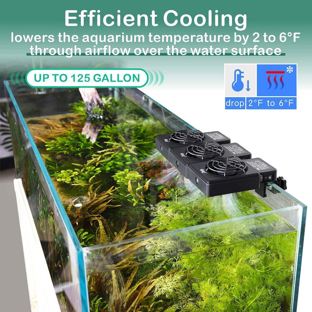 hygger Adjustable Speed Aquarium Cooling Fan, Quiet Fish Tank Cooler with Timer Water Chiller for Axolotl Tank Accessories 3 Fans