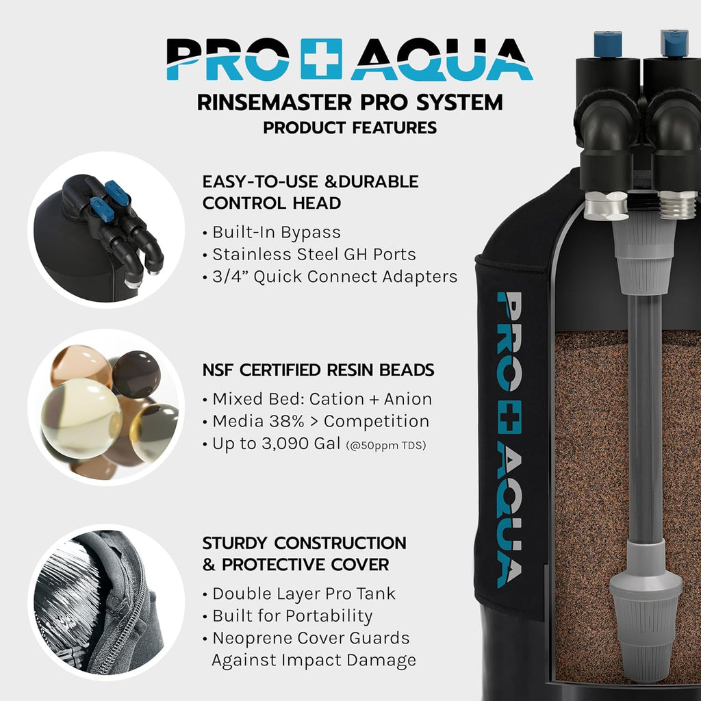 PRO+AQUA RinseMaster Pro |Portable Spotless 3,100 Gallon Deionizer Spot-Free System for Car & RV Wash, Auto Detailing, High Capacity Spotless Rinse for All Vehicles, Trailers, Motorcycles, Boats