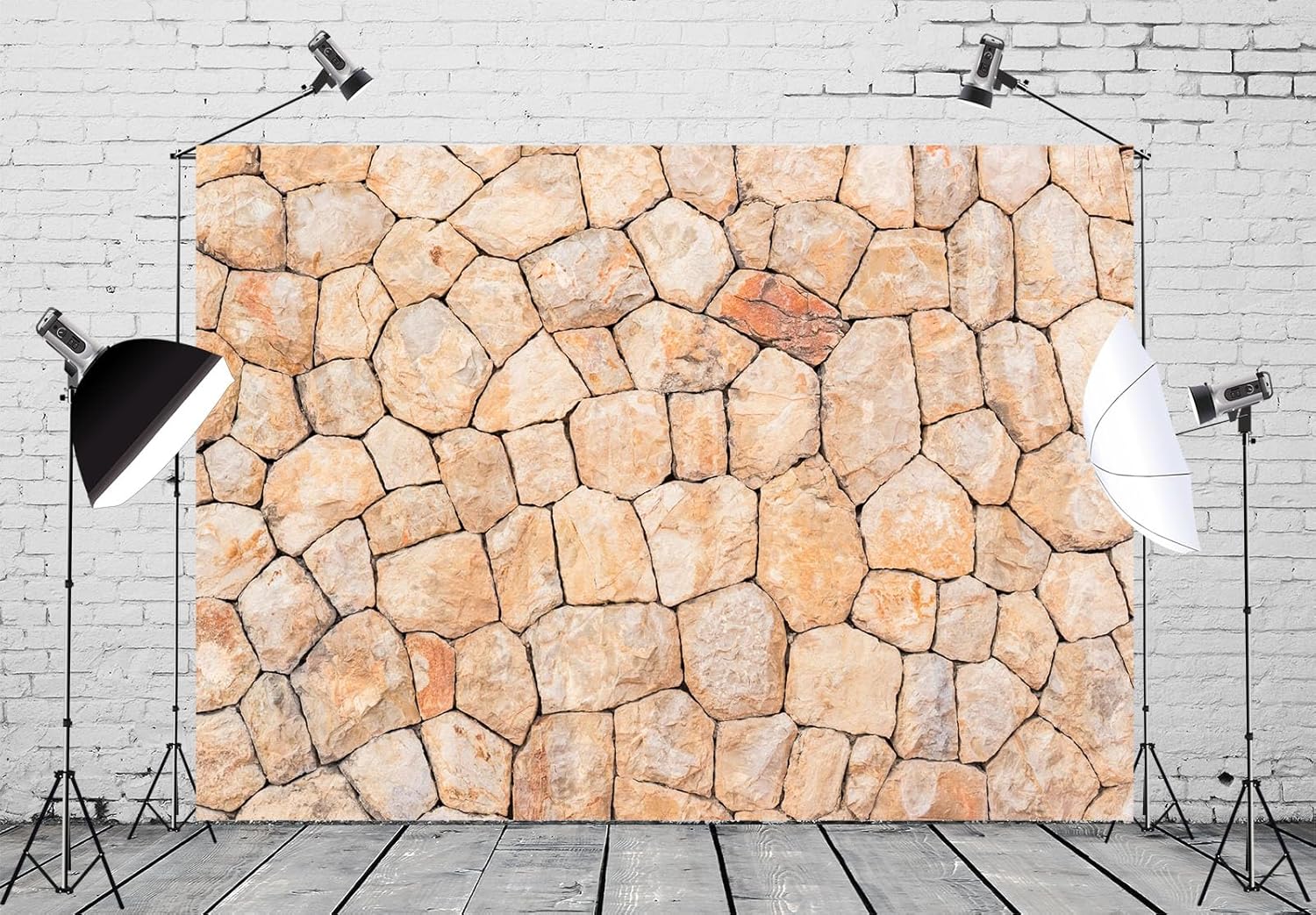 5x3ft Fabric Stone Wall Backdrop Natural Rock Wall Textured Photography Background Birthday Party Decoration Newborn Boy Kid Adult Artistic Portrait Seamless Scene Video Photo Shoot Props