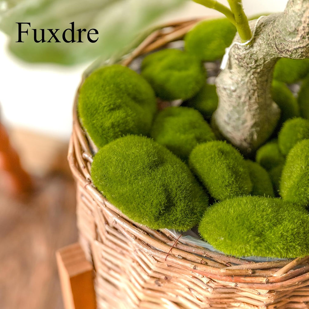 Fuxdre 50PCS Artificial Moss Rocks, 5 Size Fake Green Moss Balls, Green Moss Covered Stones, Faux Moss Decor for Floral Arrangements, Wedding Decorations, Home Decor, Fairy Gardens and Crafting