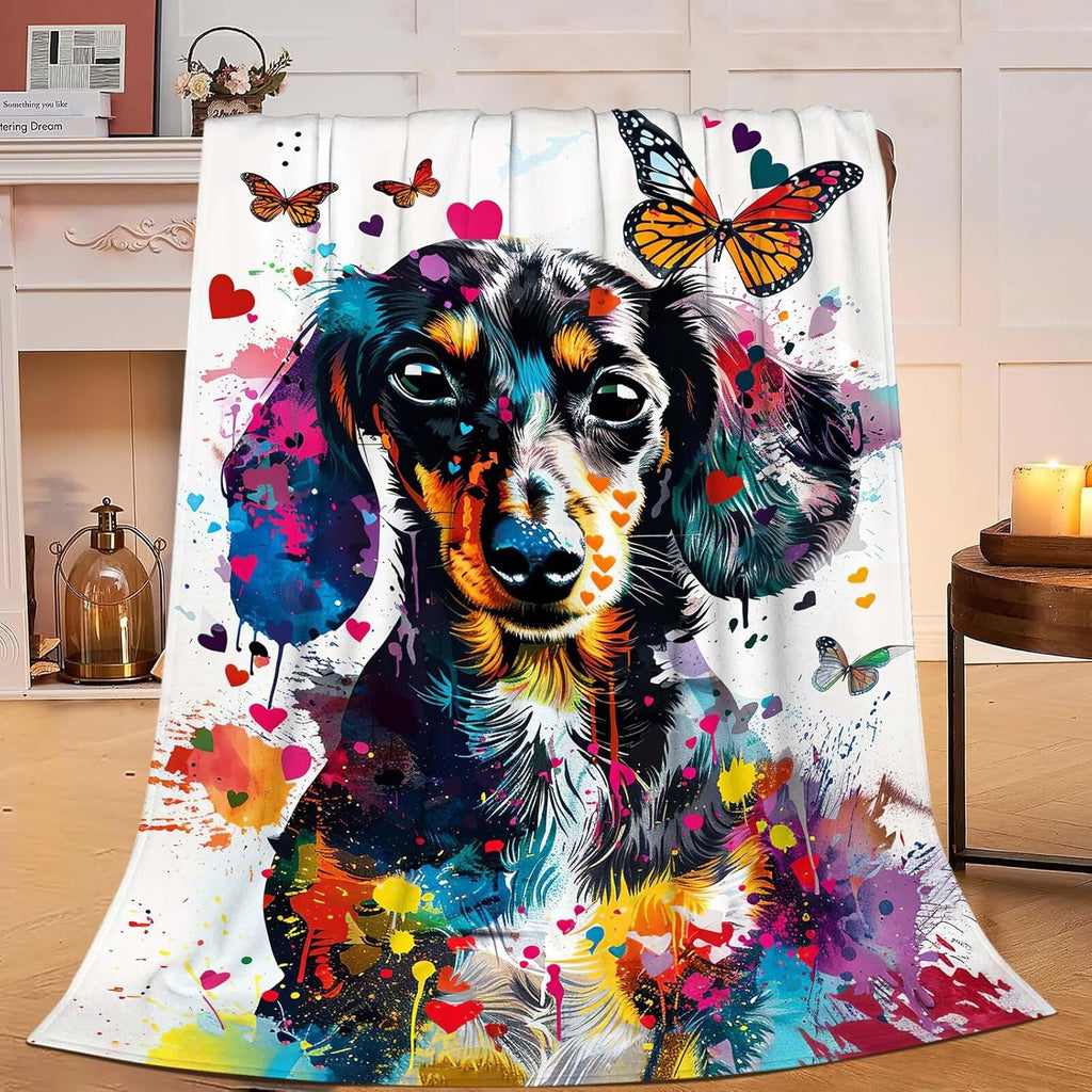 Dachshund Blanket Dachshund Dog Throw Blanket Weiner Dog Gifts for Women Girls Men Boys Kids Adults Super Soft Cozy Plush Fluffy Fuzzy Fleece Blanket Decor 50''X60''
