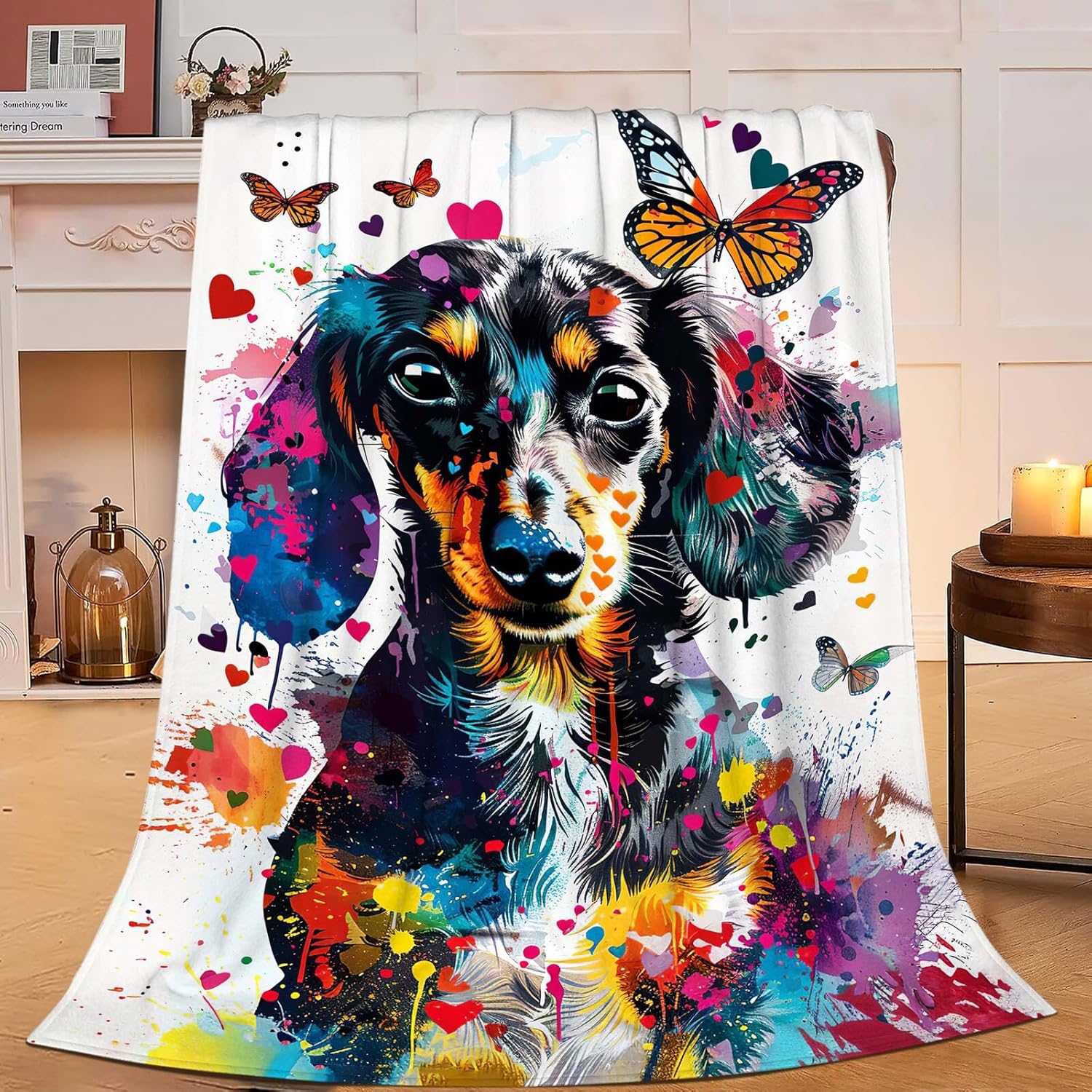 Dachshund Blanket Dachshund Dog Throw Blanket Weiner Dog Gifts for Women Girls Men Boys Kids Adults Super Soft Cozy Plush Fluffy Fuzzy Fleece Blanket Decor 60''X80''