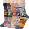 Justay 5 Pairs Wool Socks for Women - Winter Thick Boot Cozy Crew Vintage Soft Calf Knit Warm Socks Gifts