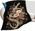 Golden Snake Blanket Fantasy Floral Reptiles Throw Blankets Gifts for Girls Boys Kids Snake Lover Soft Cozy Fleece Plush for Couch Sofa Bed 50"x40"