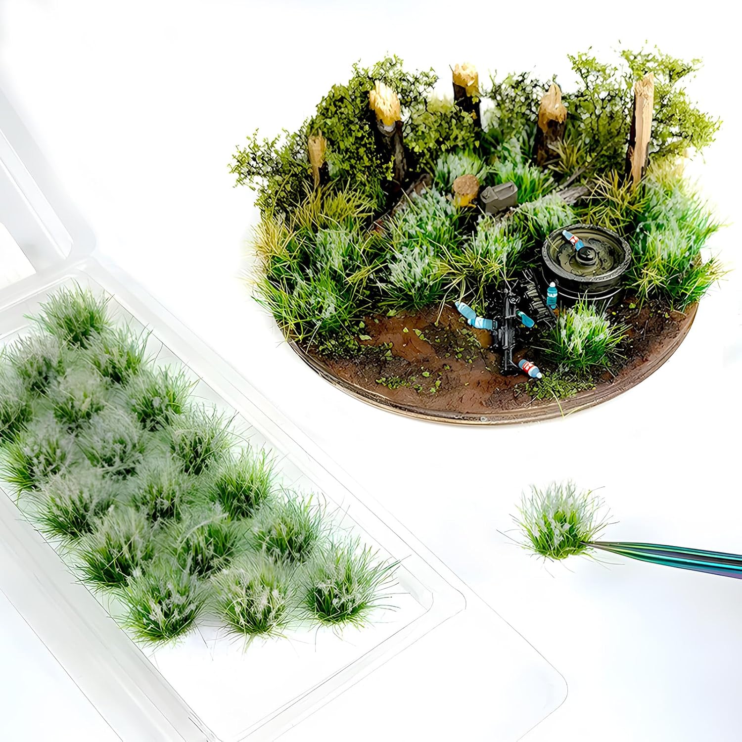 Warmtree 20 Pcs Static Grass Bushy Tufts Lowland Shrubs Model Kit Scenery Model DIY Miniature for Train Landscape Railroad Scenery Sand Military Layout Model War Gaming Terrain(Pink White)