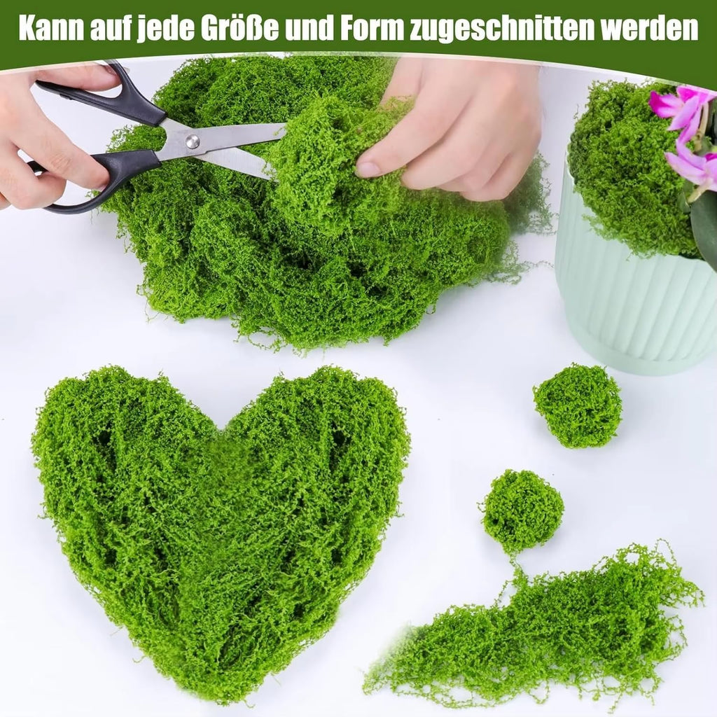 Fake Moss for Potted Plants, Artificial Green Moss Decor for DIY Table Centerpieces, Gardening, Floral Wedding Decoration, Preserved Moss for Crafts (Green-5.3oz)
