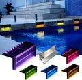 Solar Pool Lights, Color Changing Waterproof Step Lights for Outside, Heavy Duty Stainless-Steel Retaining Wall Light, Ultra-Thin & Anti-Trip 2-Way LEDs for Deck, Stairs, (RGB-W, 6Pack)
