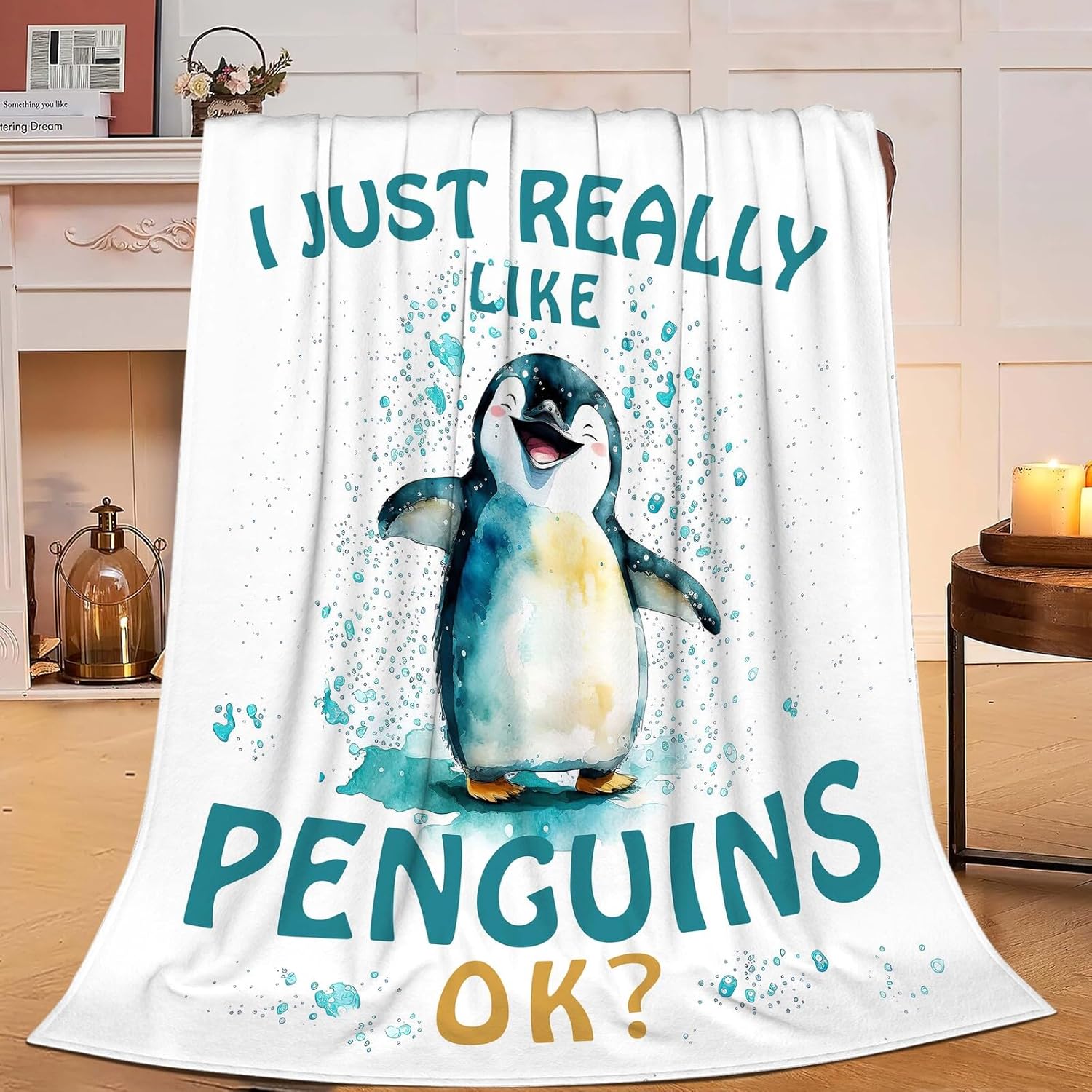 Penguin Blanket Cute Penguin Throw Blanket Gifts for Girls Boys Kids Women Men Adults Super Soft Cozy Plush Fluffy Fuzzy Fleece Blanket Home Decor 40''X50''