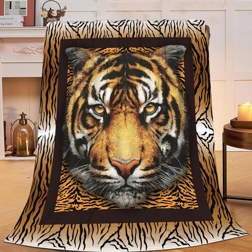 Tiger Throw Blanket Tiger Stuff Gifts for Kids Girls Boys Adults Women Men Soft Cozy Warm Plush Fluffy Fuzzy Fleece Blanket Decor 50''X60''