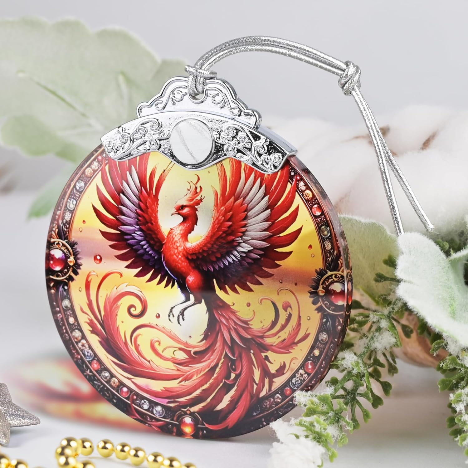 Christmas Ornament, 2025 Ornaments for Christmas Tree, Stained Glass Hanging Ornament, Holiday Ornaments, Unique Gift Idea - Soaring Phoenix