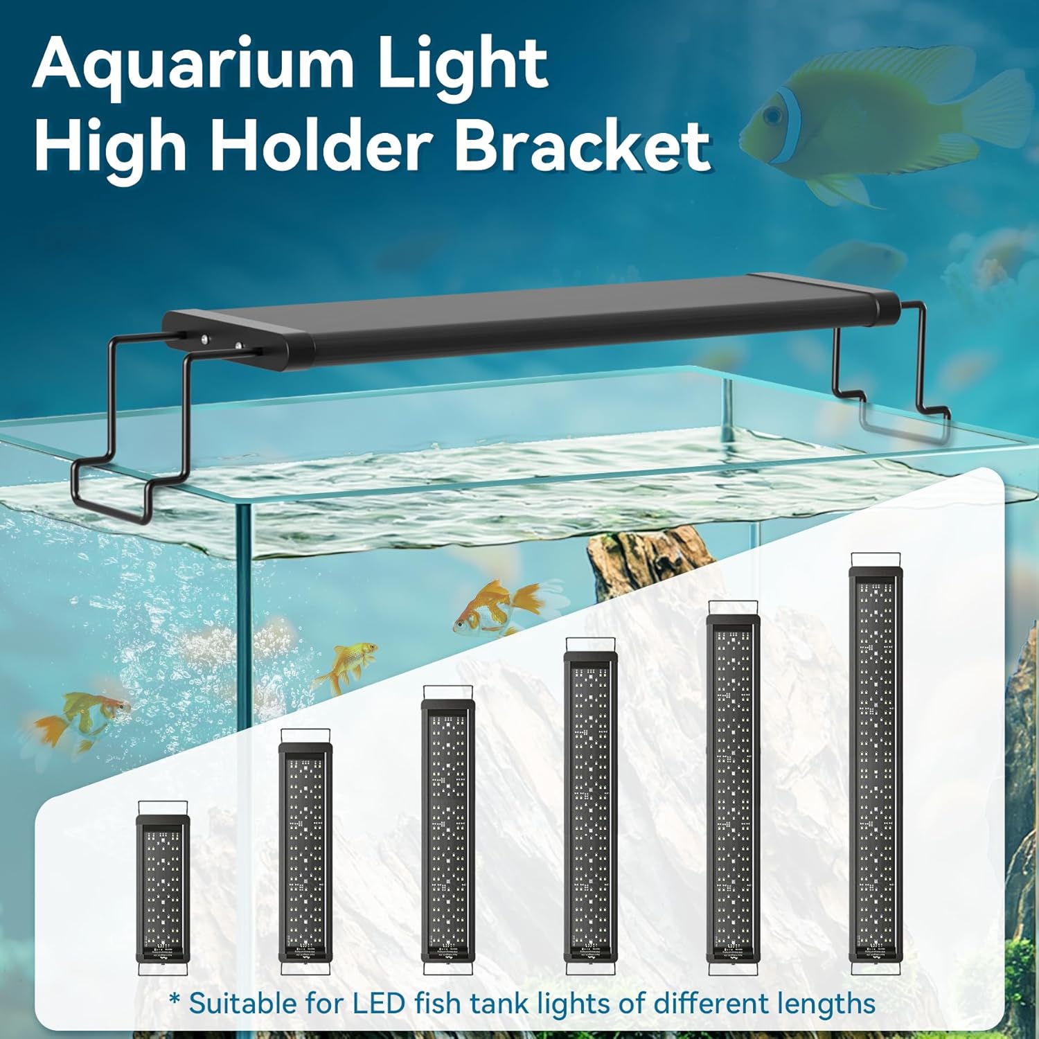 2 Pcs Aquarium Light Riser for Rimmed/Rimless Tanks, Aquarium Light High Holder Bracket, Steel Fish Tank Light Extenders Stands for LED, Light Riser for Aquarium -Black (Width 3 inch)