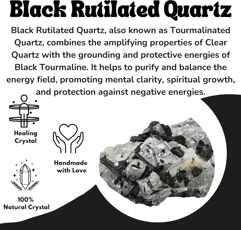 Amazing Gemstone Black Rutilated Quartz Raw Crystals and Healing Stones, Natural Rocks for Tumbling - DIY Raw Stones and Crystals, 2 Pieces