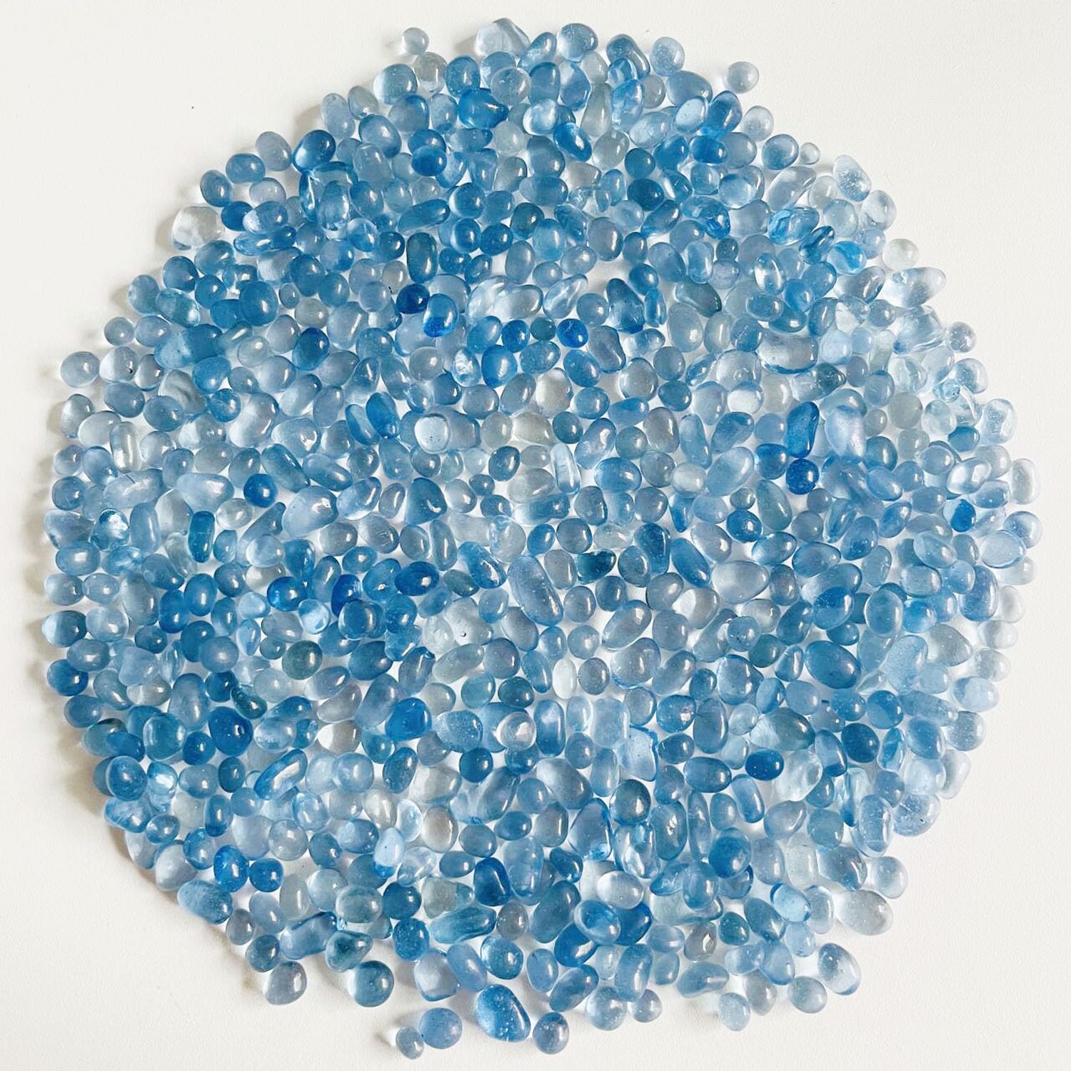 Glass Stones, 0.85LB/385g Aquarium Gravel Rocks, Blue Pebbles for Fish Tank, Sea Glass for Vase Filler Craft