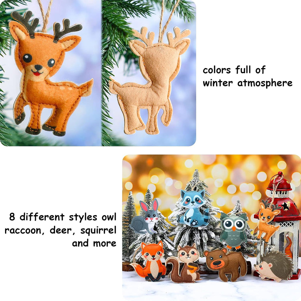 Tegeme 8 Pieces Woodland Animals Ornaments My Forest Friends Felt Animal Hanging Ornament Craft Set Cute Fall Christmas Tree Decor for Backpack Winter Birthday Party Supplies