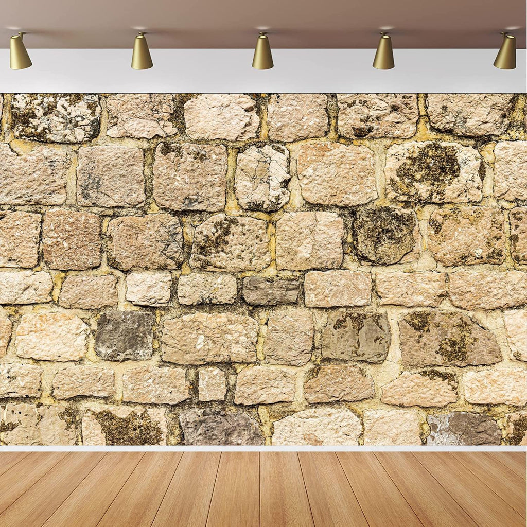 CapiSco Vintage Stone Wall Backdrop 7x5FT Ancient Rock Wall Textured Background for Photography Home Garden Wallpaper Party Decorations Banner