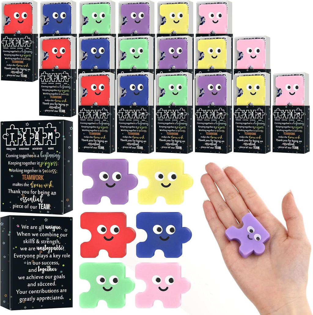 Wettarn 24 Sets Employee Appreciation Gifts Team Puzzle Piece Stress Balls Bulk with Thank You Gift Boxes Party Favors for Team Building Recognition Christmas Birthday Desk Decor