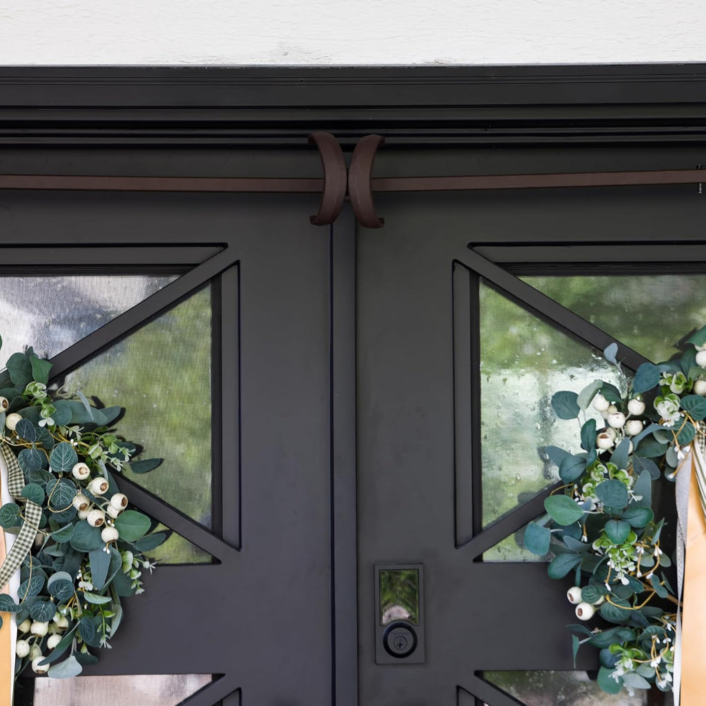 VILLAGE LIGHTING COMPANY [Front Door Garland Hanger] - Adjustable to Different Door Widths | Heavy-Duty Cast Iron | Decorative Christmas Decor | No Nails, Screws, or Damage